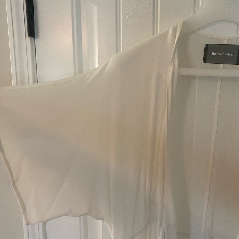 Reformation Winslow Wrap Dress in Ivory — Size L - Picture 6 of 9